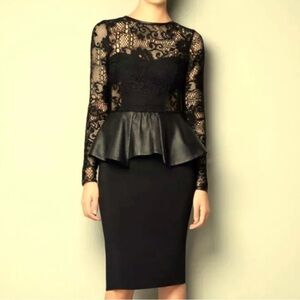 Zara leather peplum dress size Medium worn one time perfect condition!